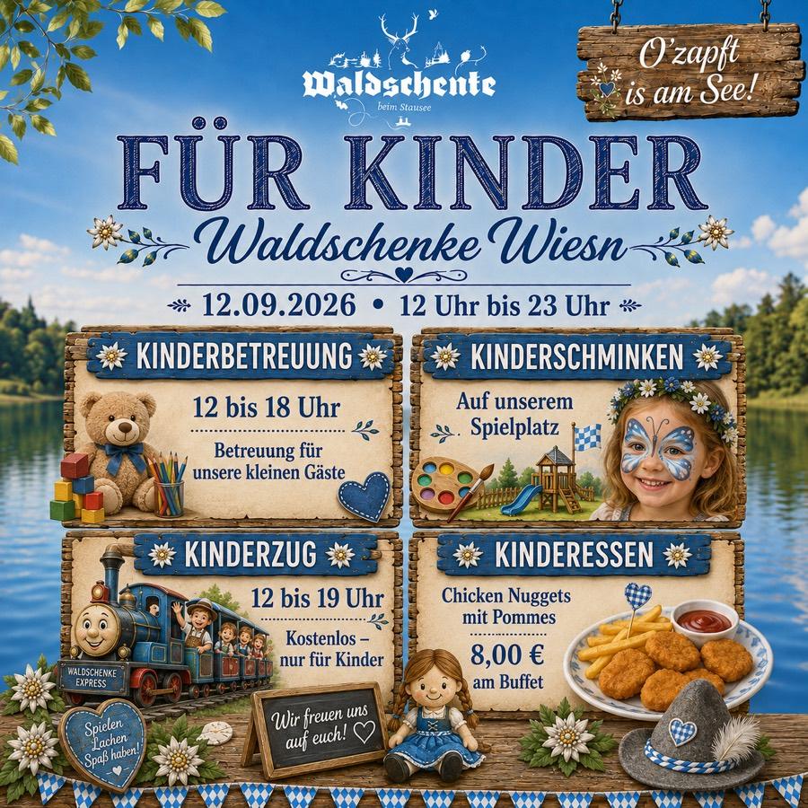 Kinderprogramm der Waldschenke Wiesn: Betreuung, Kinderschminken, Kinderzug und Kinderessen